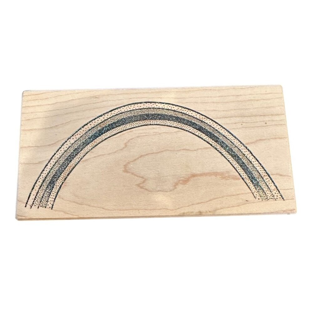 Rainbow Pattern Wooden Rubber Stamp Mail Expressions 6in Arch Shape Craft Large